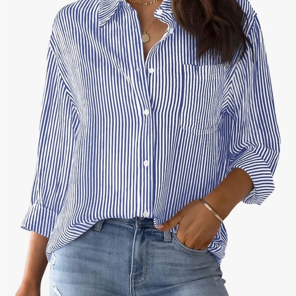Classic Blue Striped Blouse - Picture 2 of 4